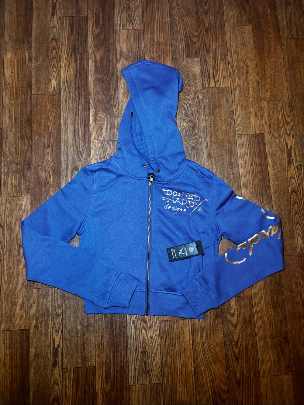 Ed Hardy Royal Blue Zip-Up Hooded Sweatshirt